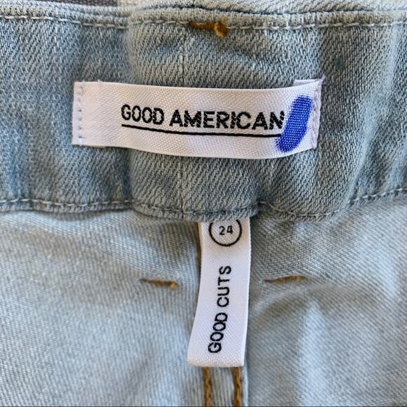 NEW Good American Good Cuts Slim Boyfriend Jeans (Sz 24) High Rise Crop Blue011 - Picture 13 of 15